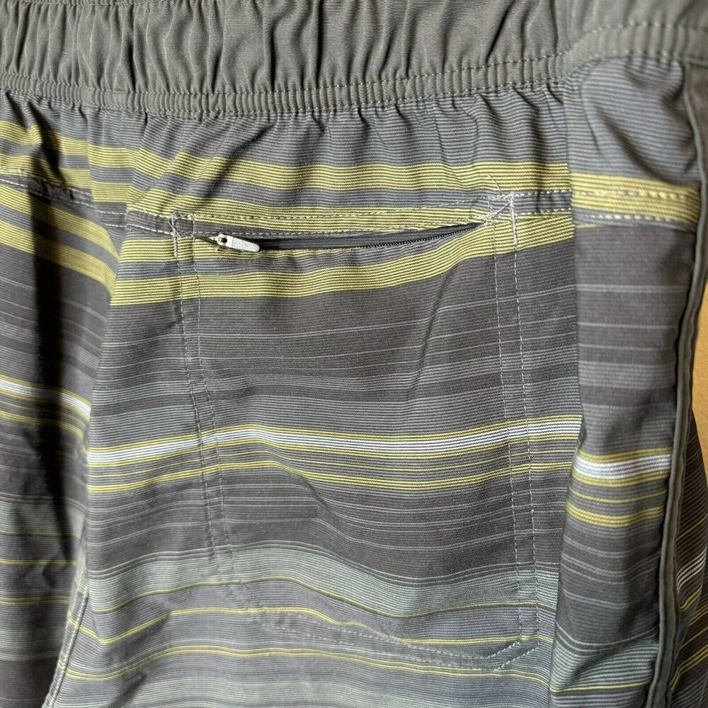 Men’s Prana Swim Trunks XXL striped Grey Gray Swimwear Bathing Suit 7” Inseam